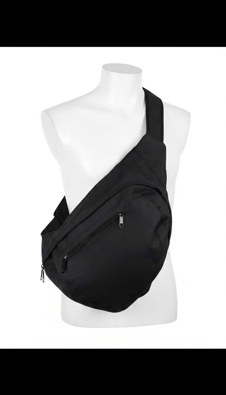 No name Unisex Minimalist Silhouette Sling Bag Black